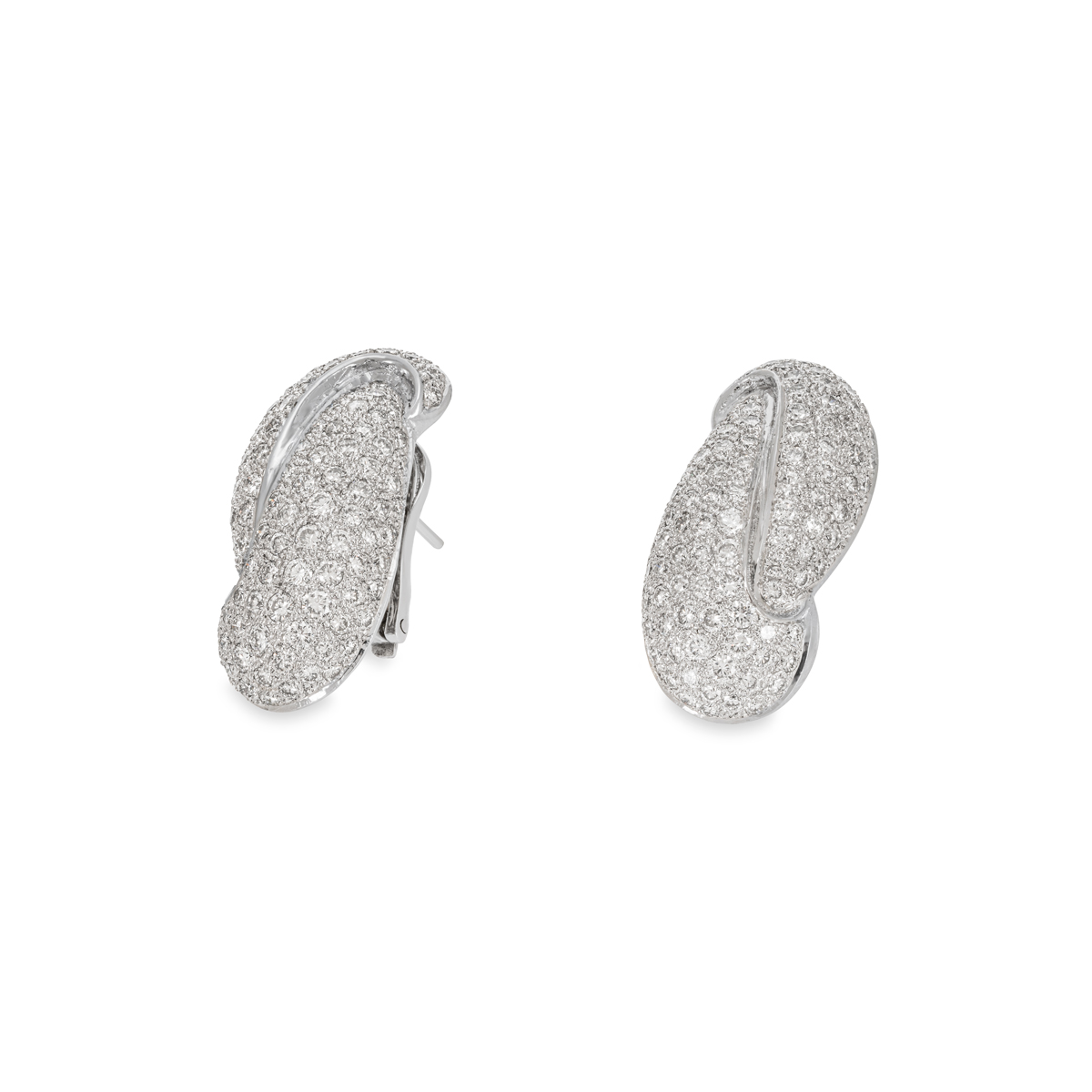 White Gold Pave Diamond Earrings 4.40ct TDW